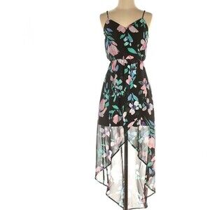 Gorgeous black floral faux wrap sundress size small